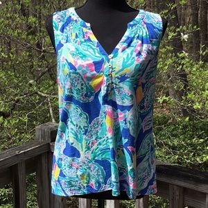 Lilly Pulitzer Blue Floral Burst Top